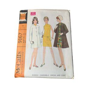 Vintage McCalls 9167 Misses Ensemble Dress Coat Pattern Size 16